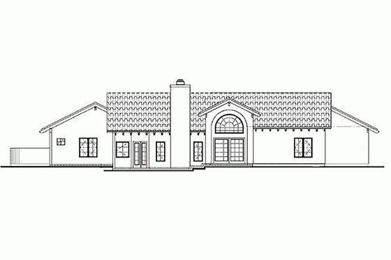 Exterior - Rear Elevation for Mediterranean House Plan #72-131 - 3 bed, 2 bath