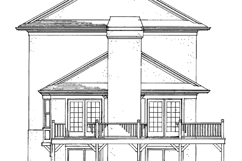 Home Plan - Exterior - Rear Elevation for Adobe / Southwestern House Plan #72-1073 - 3 bed, 2.5 bath