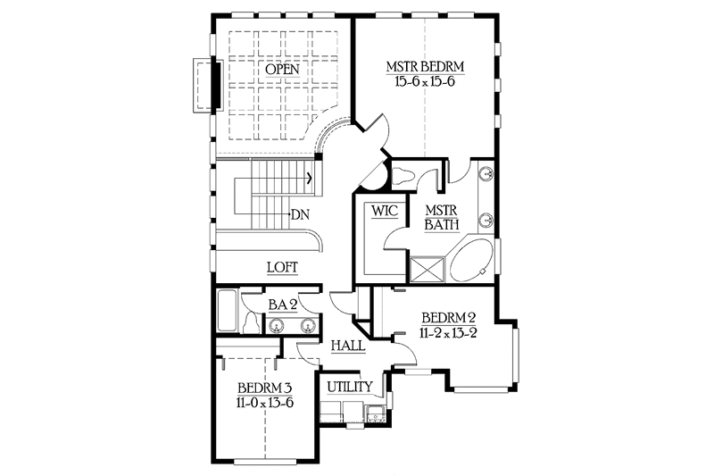 Home Plan - Floor Plan - Upper Floor for Craftsman House Plan #132-268 - 3 bed, 2.5 bath