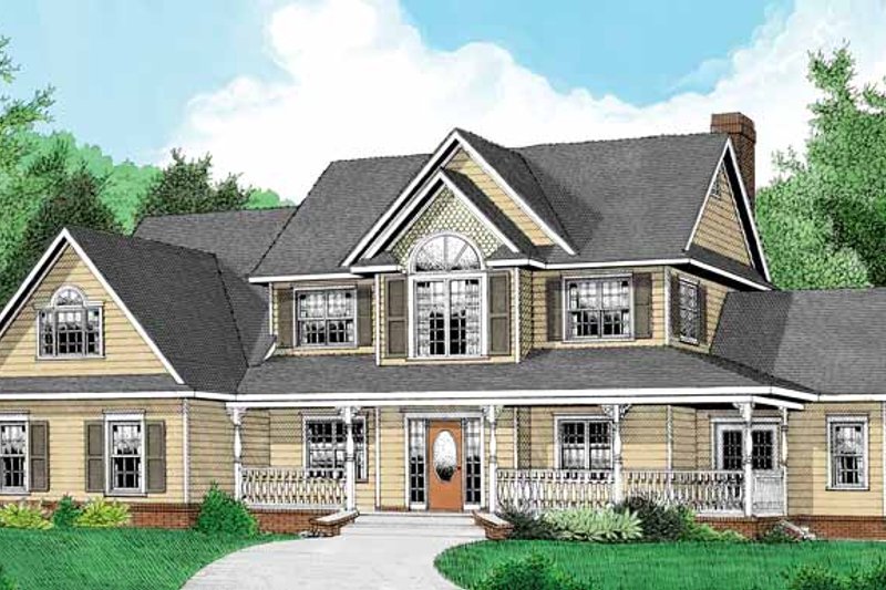 Architectural House Design - Country Exterior - Front Elevation Plan #11-268