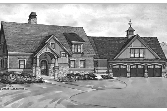 Exterior - Front Elevation 3 for European House Plan #928-217 - 4 bed, 3 bath