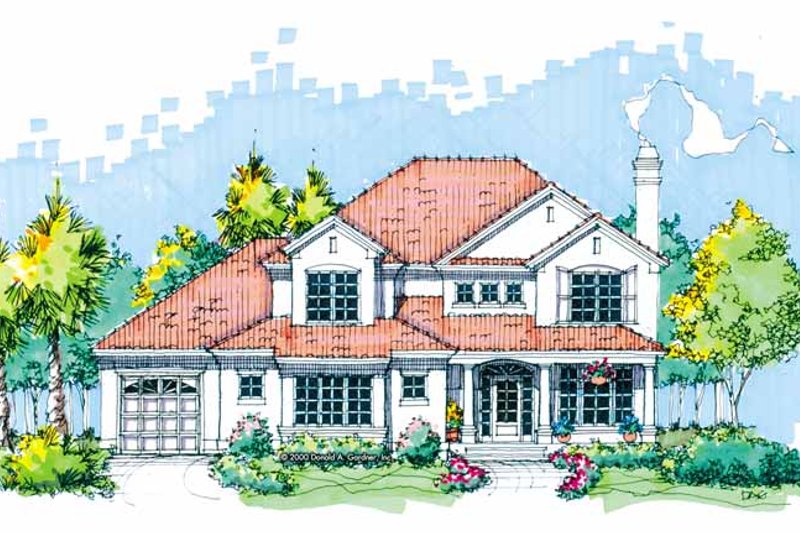 Dream House Plan - Mediterranean Exterior - Front Elevation Plan #929-593