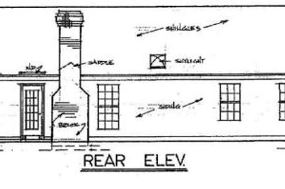 Exterior - Rear Elevation for Country House Plan #34-102 - 3 bed, 2 bath