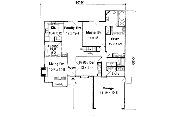 Floor Plan - Main Floor for Traditional House Plan #312-375 - 3 bed, 2 bath