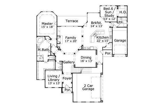 Floor Plan - Main Floor for European House Plan #411-579 - 5 bed, 3.5 bath