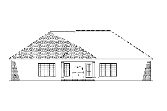 Exterior - Rear Elevation for Traditional House Plan #17-2880 - 4 bed, 3 bath