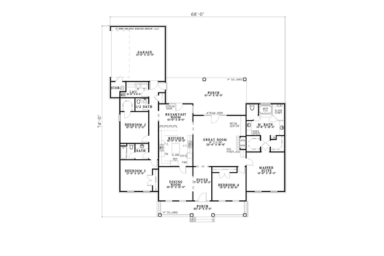 Floor Plan - Main Floor for Country House Plan #17-2733 - 4 bed, 2.5 bath