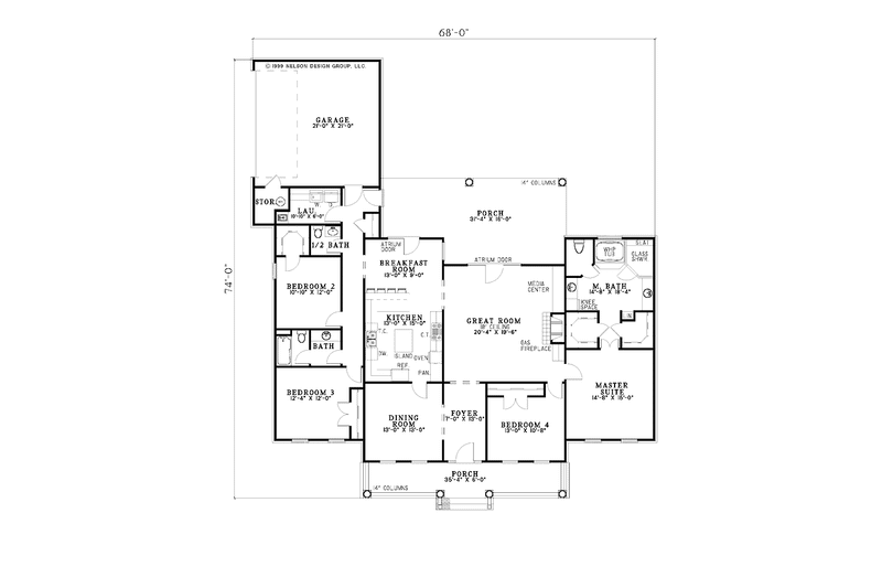 Home Plan - Floor Plan - Main Floor for Country House Plan #17-2733 - 4 bed, 2.5 bath