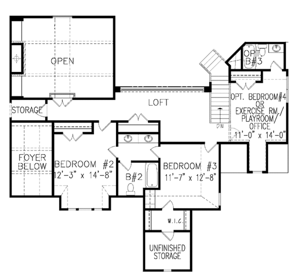 Dream House Plan - Craftsman Floor Plan - Upper Floor Plan #54-296