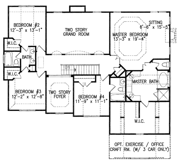 Dream House Plan - Craftsman Floor Plan - Upper Floor Plan #54-231