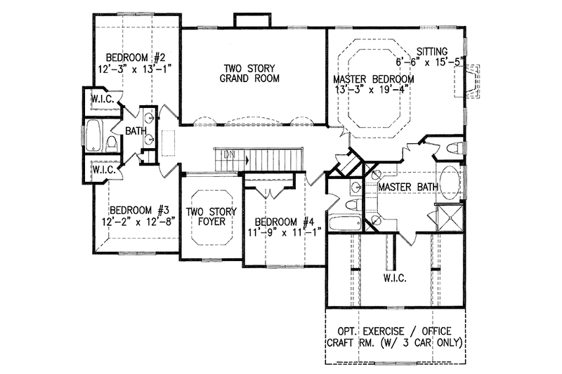Architectural House Design - Floor Plan - Upper Floor for Craftsman House Plan #54-231 - 5 bed, 4 bath