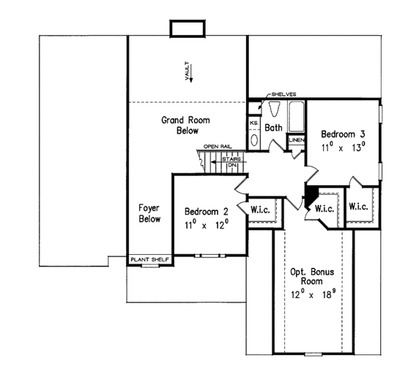 Architectural House Design - Colonial Floor Plan - Upper Floor Plan #927-724