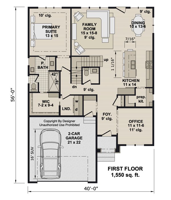 House Blueprint - Floor Plan - Main Floor for Craftsman House Plan #51-1541 - 3 bed, 2.5 bath
