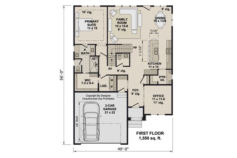 House Blueprint - Floor Plan - Main Floor for Craftsman House Plan #51-1541 - 3 bed, 2.5 bath