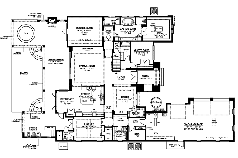 House Blueprint - Floor Plan - Main Floor for Country House Plan #1019-18 - 5 bed, 5 bath