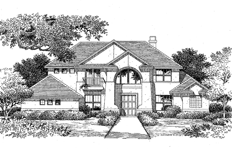 Architectural House Design - Exterior - Front Elevation 3 for Mediterranean House Plan #999-50 - 3 bed, 4 bath