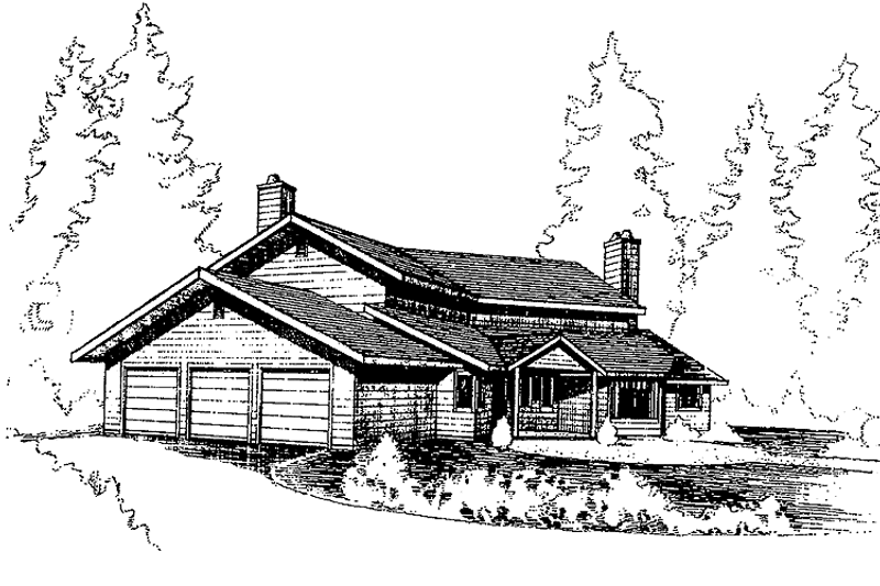 Home Plan - Exterior - Front Elevation 3 for Country House Plan #60-952 - 4 bed, 4 bath
