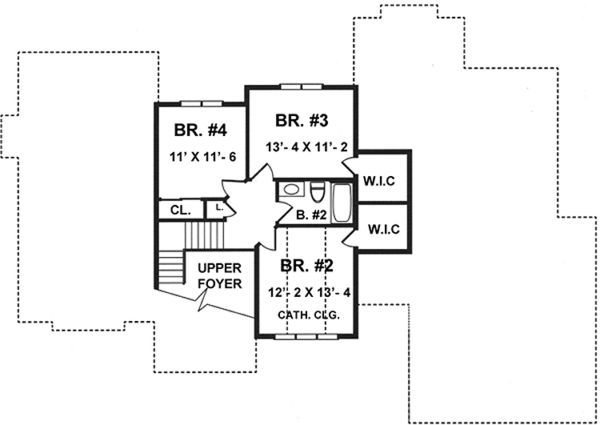 Home Plan - Traditional Floor Plan - Upper Floor Plan #1001-88