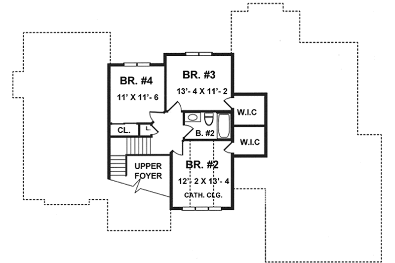 Home Plan - Floor Plan - Upper Floor for Traditional House Plan #1001-88 - 4 bed, 2.5 bath
