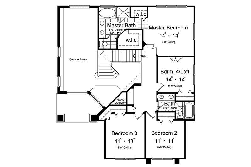 House Design - Floor Plan - Upper Floor for Mediterranean House Plan #417-771 - 4 bed, 2.5 bath