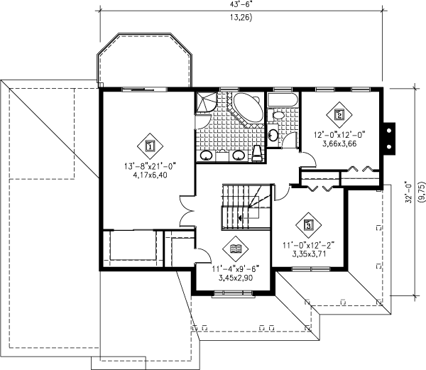 Farmhouse Floor Plan - Upper Floor Plan #25-2195