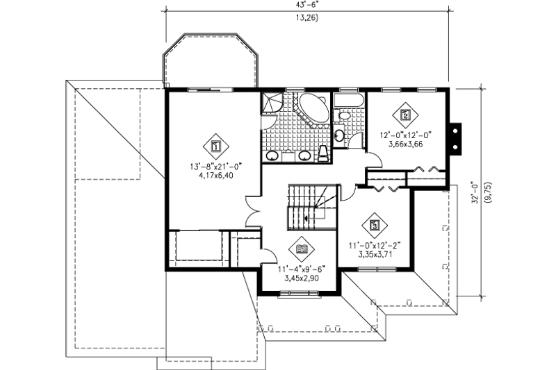 Dream House Plan - Floor Plan - Upper Floor for Farmhouse House Plan #25-2195 - 3 bed, 2.5 bath