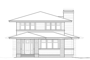 Exterior - Front Elevation 3 for Prairie House Plan #895-74 - 3 bed, 2.5 bath