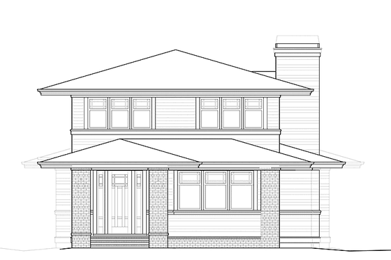 Exterior - Front Elevation 3 for Prairie House Plan #895-74 - 3 bed, 2.5 bath
