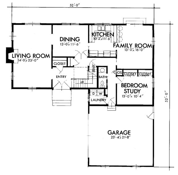 Architectural House Design - Colonial Floor Plan - Main Floor Plan #320-1363