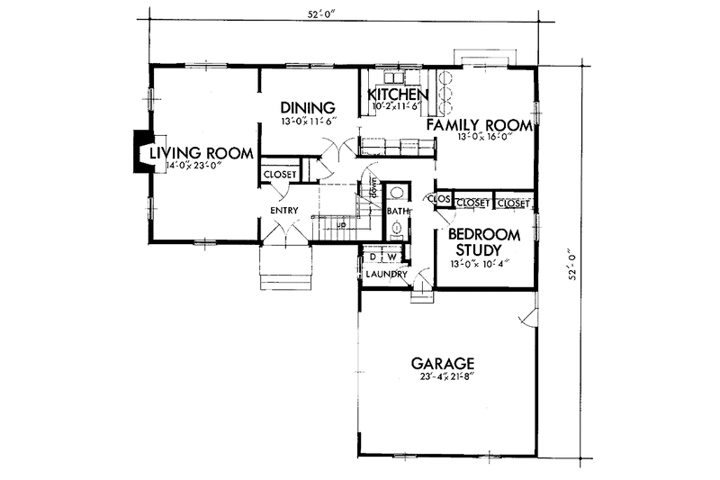 House Plan Design - Floor Plan - Main Floor for Colonial House Plan #320-1363 - 4 bed, 2.5 bath