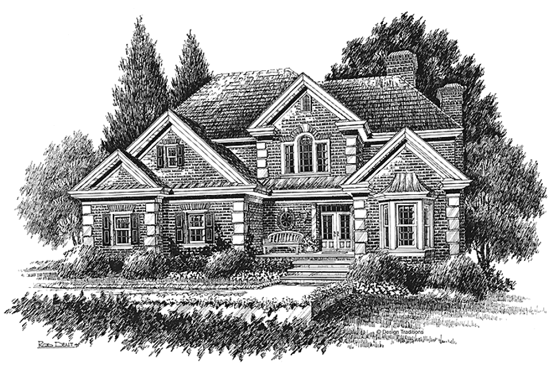 Home Plan - Exterior - Front Elevation 3 for Colonial House Plan #429-212 - 4 bed, 3.5 bath