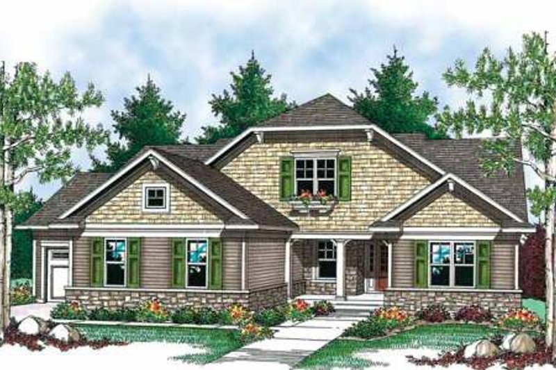 Architectural House Design - Craftsman Exterior - Front Elevation Plan #70-902