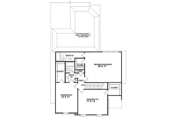 Floor Plan - Upper Floor for Colonial House Plan #81-318 - 3 bed, 2.5 bath