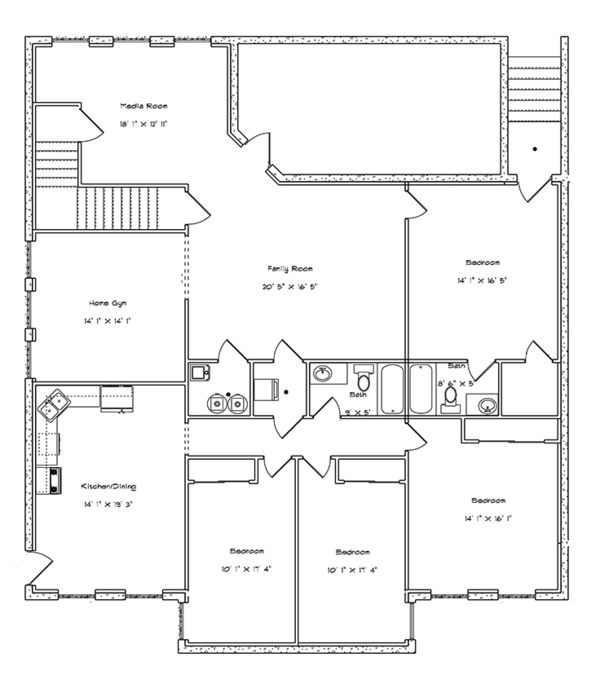 House Plan Design - Ranch Floor Plan - Lower Floor Plan #1060-21