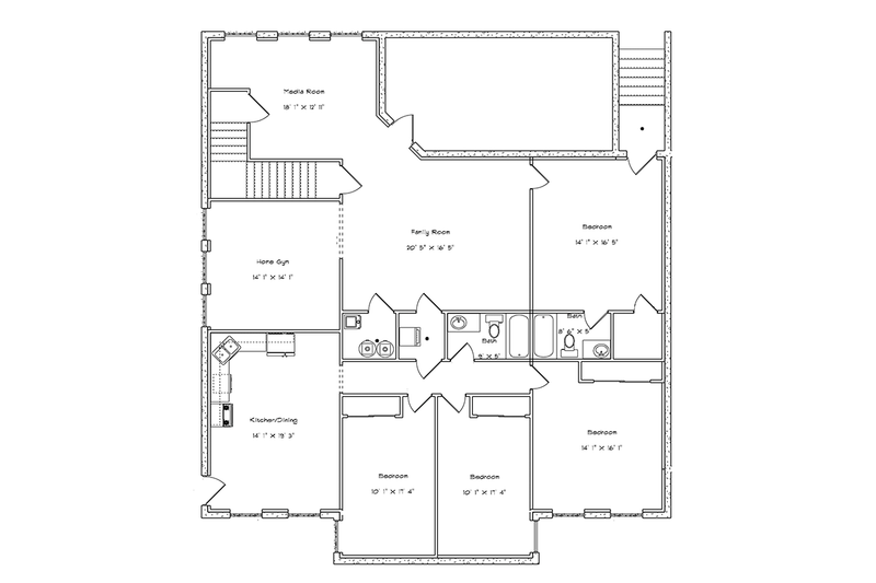 Dream House Plan - Floor Plan - Lower Floor for Ranch House Plan #1060-21 - 5 bed, 4 bath