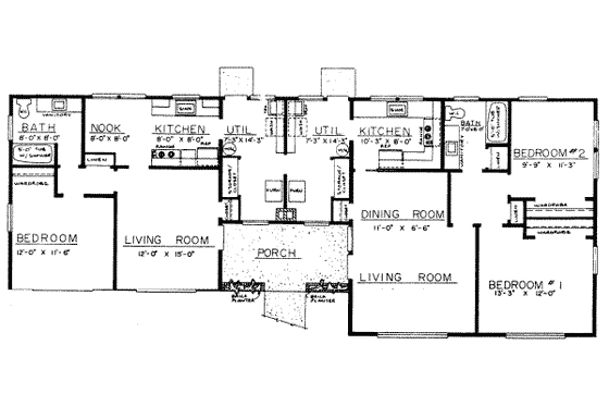Floor Plan - Main Floor for Ranch House Plan #303-241 - 2 bed, 1 bath