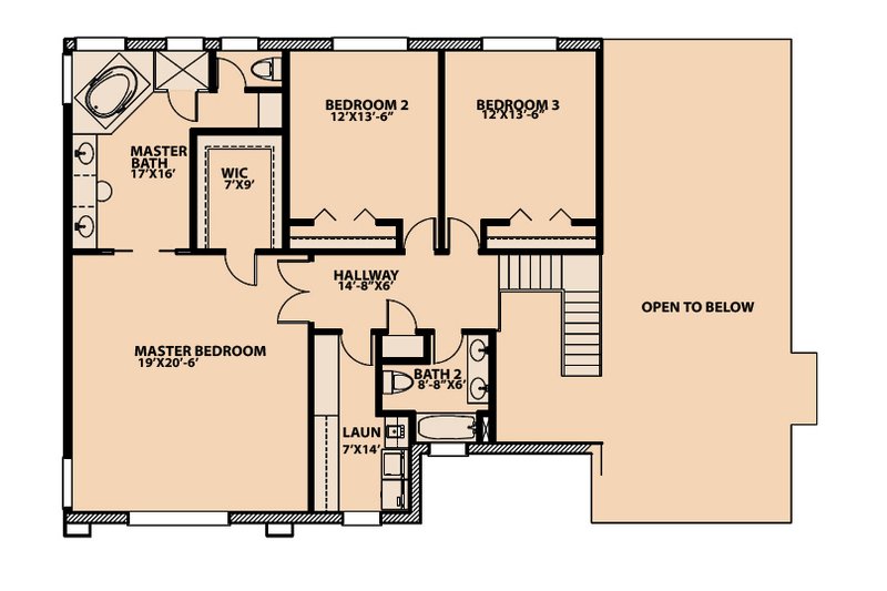 House Blueprint - Floor Plan - Upper Floor for Traditional House Plan #515-3 - 4 bed, 3 bath