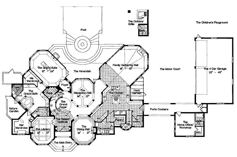Dream House Plan - Floor Plan - Main Floor for European House Plan #417-563 - 4 bed, 5 bath