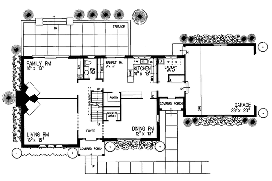 Floor Plan - Main Floor for Tudor House Plan #72-852 - 3 bed, 2.5 bath