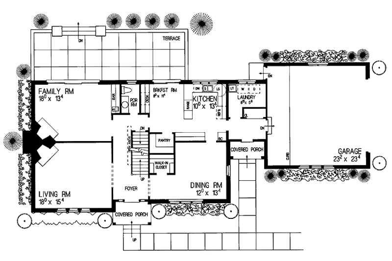 Architectural House Design - Floor Plan - Main Floor for Tudor House Plan #72-852 - 3 bed, 2.5 bath