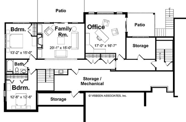 House Blueprint - Floor Plan - Lower Floor for Farmhouse House Plan #928-435 - 3 bed, 2.5 bath