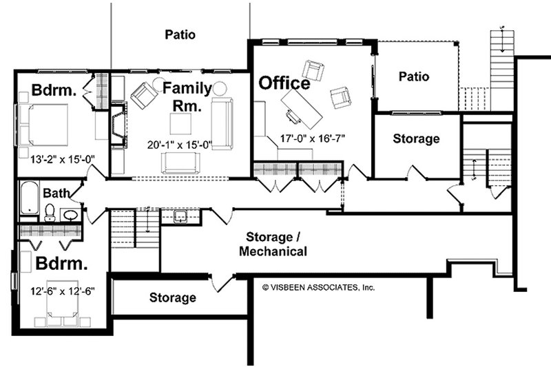 House Blueprint - Floor Plan - Lower Floor for Farmhouse House Plan #928-435 - 3 bed, 2.5 bath