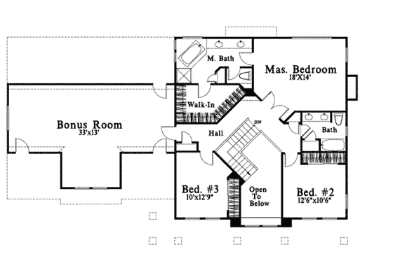 Floor Plan - Upper Floor for Bungalow House Plan #78-127 - 3 bed, 3 bath