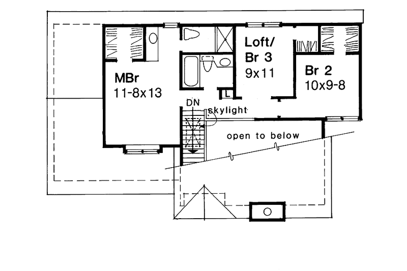 Home Plan - Floor Plan - Upper Floor for Contemporary House Plan #320-1498 - 2 bed, 2.5 bath