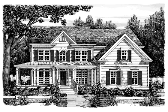 Exterior - Front Elevation 3 for Classical House Plan #927-850 - 5 bed, 4 bath