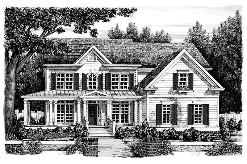 House Blueprint - Exterior - Front Elevation 3 for Classical House Plan #927-850 - 5 bed, 4 bath