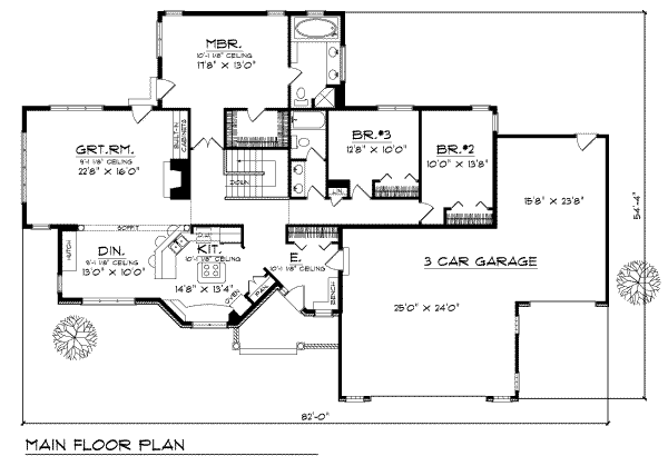 Architectural House Design - Prairie Floor Plan - Main Floor Plan #70-252