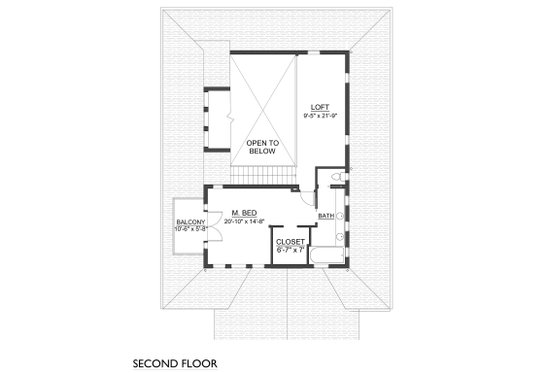 Floor Plan - Upper Floor for Farmhouse House Plan #890-7 - 2 bed, 2 bath