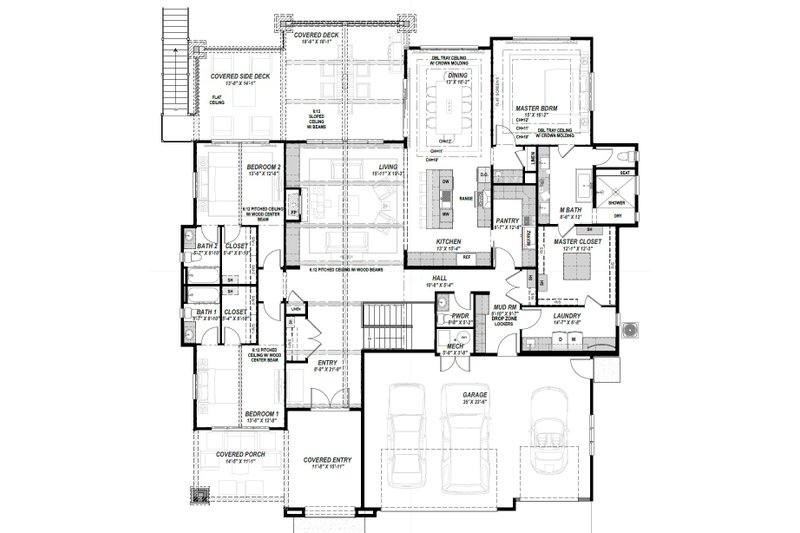 Architectural House Design - Floor Plan - Main Floor for Ranch House Plan #1069-46 - 3 bed, 3.5 bath
