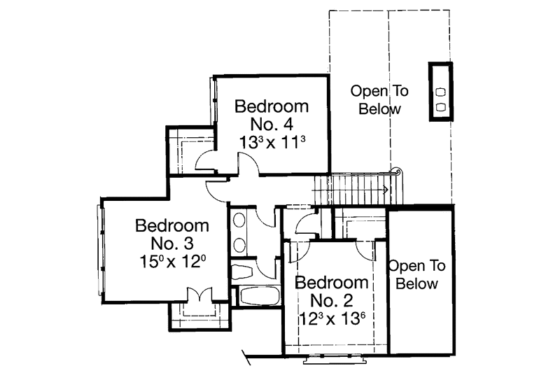 Home Plan - Floor Plan - Upper Floor for Country House Plan #429-214 - 4 bed, 2.5 bath